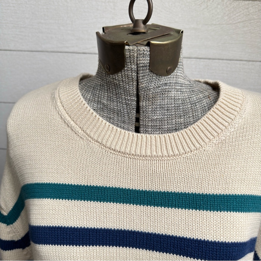 GAP Striped Cotton Knit Sweater | Coastal Earth Tones | Relaxed Fit | Size M - Picture 3 of 11